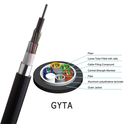 Cavo a fibre ottiche corazzato monomodale GYTA 12 della condotta all'aperto G652d i 24 centri 36 48 72